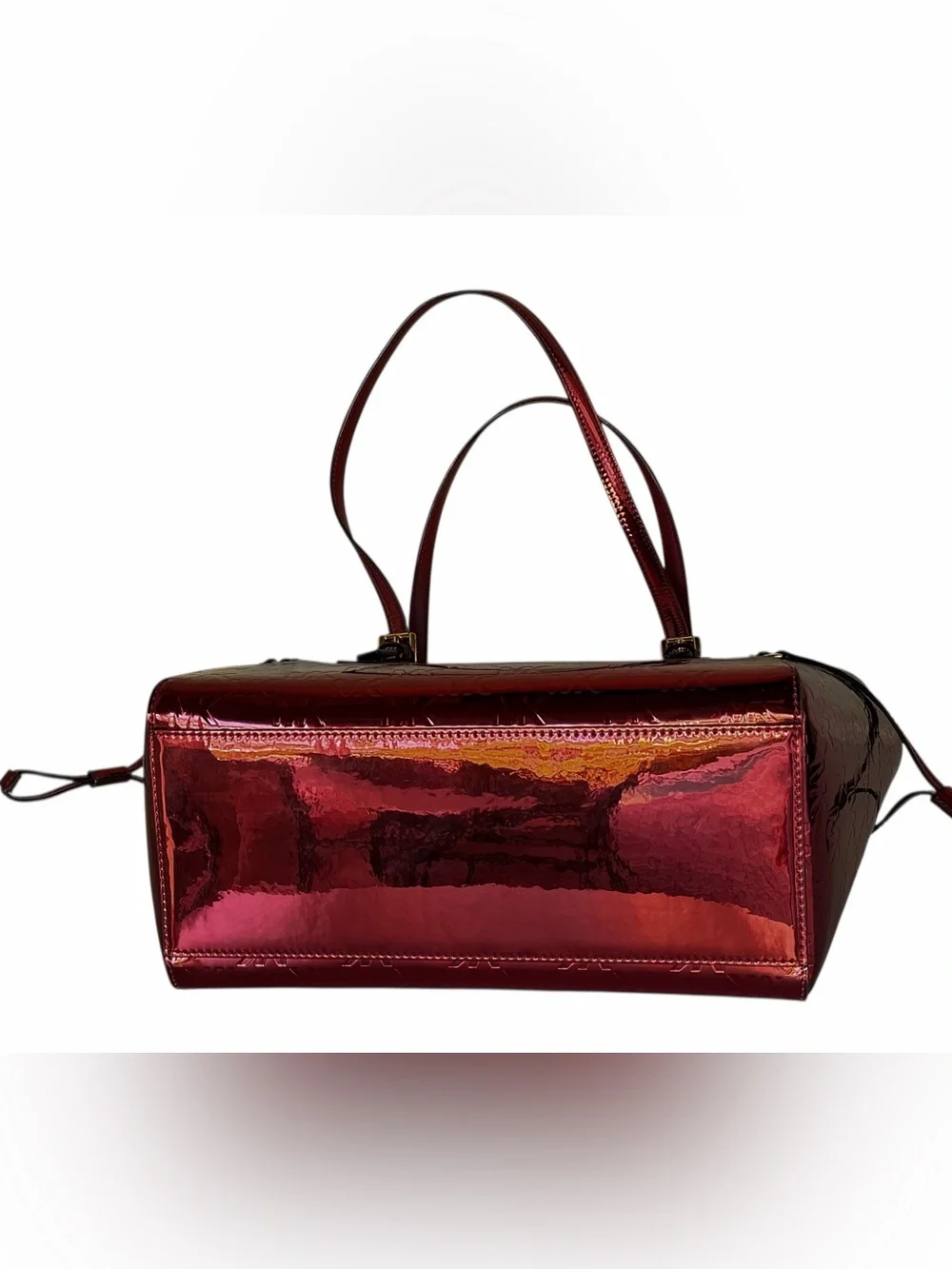 Michael Kors Voyager LG Mirror Metallic Tote Shoulder Bag MK Cherry - Picture 4 of 9